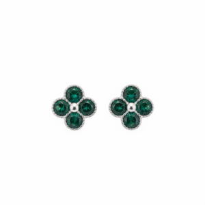 Orecchini Quadrifoglio Zirconi Verde Bottiglia Argento 925