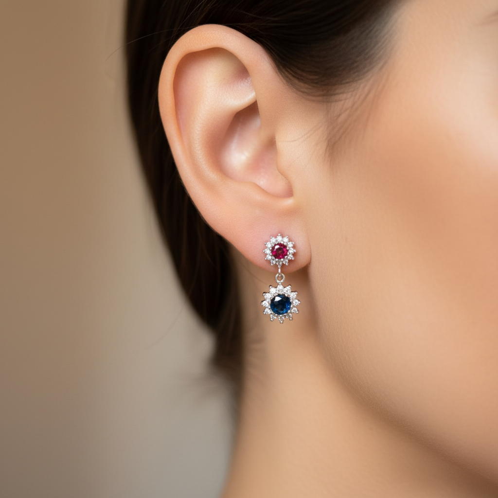 Zirconi Rosso e Blu · Argento 925